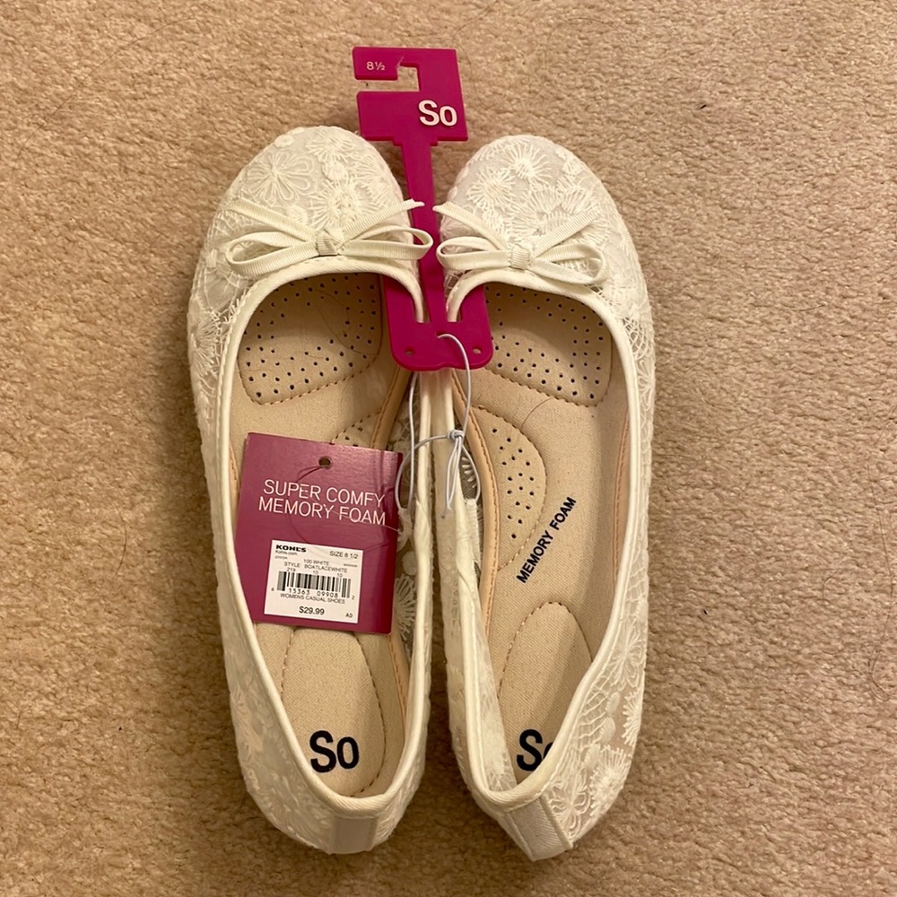 White lace loafers